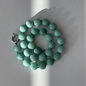 Elegant Green Jade Round 14 mm Beads Necklace